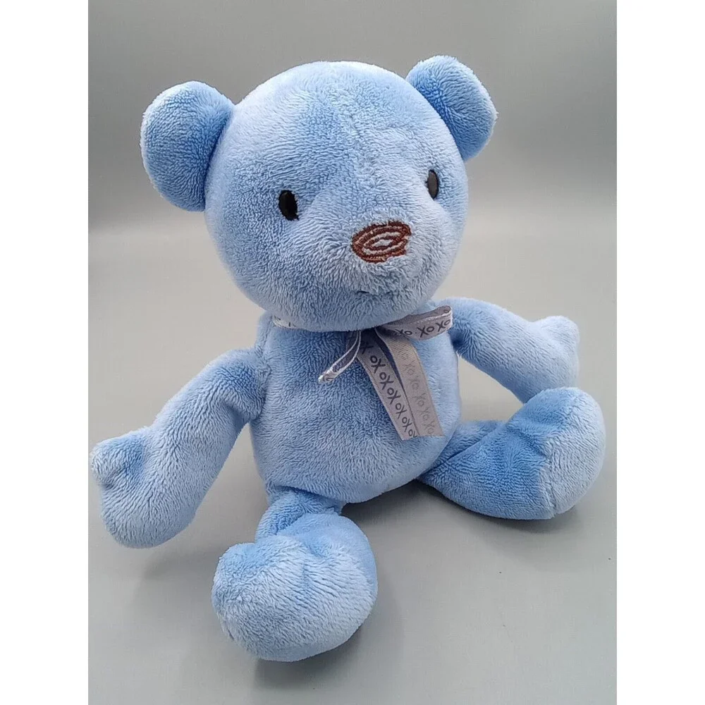 Carter's Classics Baby Blue Teddy Bear Rattle Plush Infant Toy Prestige Toys - Picture 10 of 11